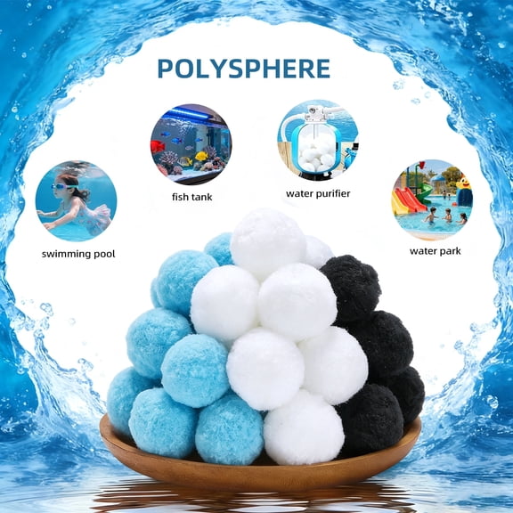 YUANLIN 3-Color Filter Balls, for Pool Use, Water Purifier, 3 Function Filtration, Substitue Sand Sand, Lightweight & Reusable,Black & White & Lake Blue, 3.3 lbs