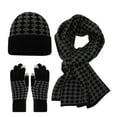 thumbnail image 1 of Yuanlong Hats Women Men Knitted Plaid Beanie Cap Touchscreen Gloves And Long Scarf Winter Activists Convenient 3Pc Sets, 1 of 6