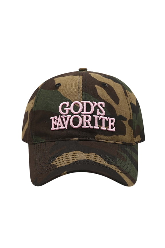 Baseball Cap Men Women Camo Print GOD'S FAVORITE Embroidery Embroidered Bill Hat Daily Stylish Adjustable Headwear