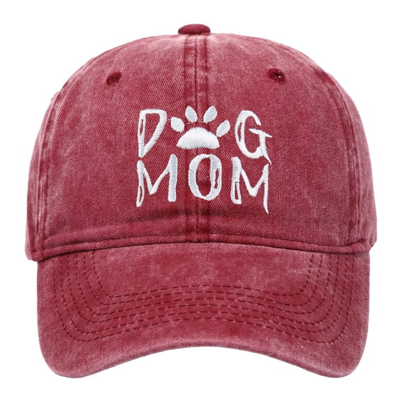 Yuanlong Baseball Cap Men Women Denim DOG MOM Paw Print Embroidery Washed Bill Hat Daily Comfortable Adjustable Headwear