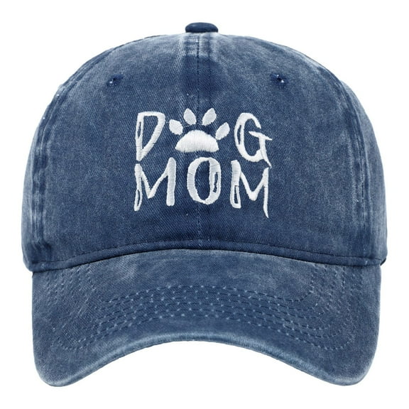 Yuanlong Baseball Cap Men Women Denim DOG MOM Paw Print Embroidery Washed Bill Hat Daily Comfortable Adjustable Headwear