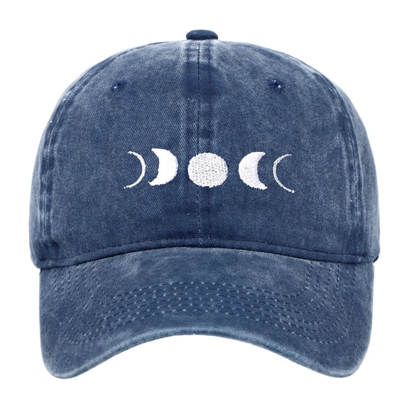 Yuanlong Baseball Cap Washed Moon Phase Printed Low Profile Hats Trendy Daily Outdoor Adjustable Visors Hats For Men Women