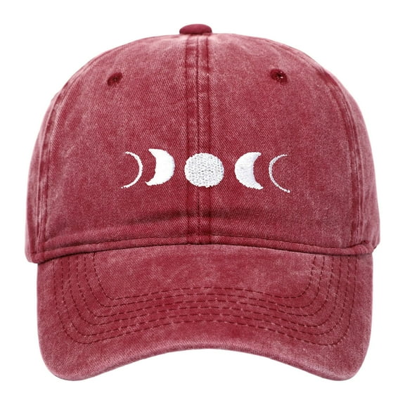 Yuanlong Baseball Cap Washed Moon Phase Printed Low Profile Hats Trendy Daily Outdoor Adjustable Visors Hats For Men Women