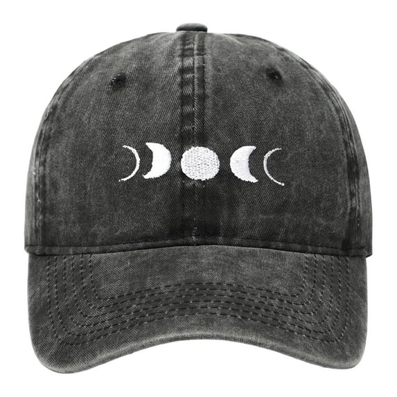 Yuanlong Baseball Cap Washed Moon Phase Printed Low Profile Hats Trendy Daily Outdoor Adjustable Visors Hats For Men Women