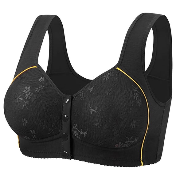 Yuanlong Daisy Bras For Older Women Front Closure Full Coverage Bra Support And Comfort Wireless Back Smoothing T Shirt Bra