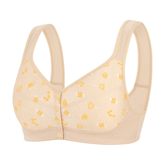 Yuanlong Daisy Bras For Older Women Front Closure Printed Supportive Full Coverage Bra For Lift And Shape Comfort Fit Bra