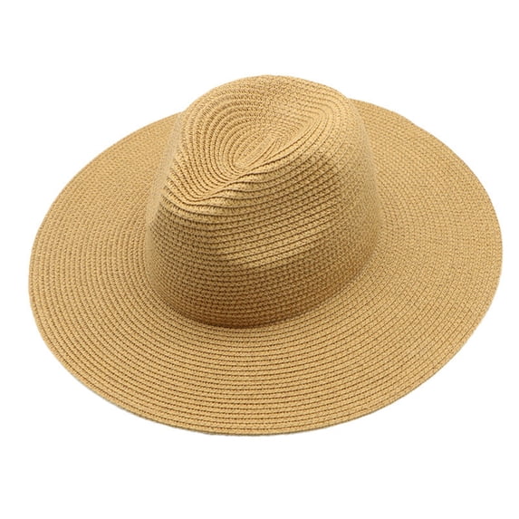 Yuanlong Fedora Hat Womens And Mens Wide Brim Woven Straw Jazz Hat Spring Summer Fashion UV Protection Classic Beach Cap