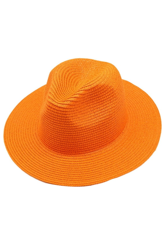 Fedora Hat Womens And Mens Wide Brim Woven Straw Jazz Hat Spring Summer Fashion UV Protection Classic Beach Cap