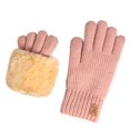 thumbnail image 1 of Yuanlong Gloves Winter Plain Fluffy Lined Ribbed Knit Touchscreen Gloves Unisex Outdoor Cold Proof Thermal Finger Gloves, 1 of 5