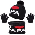 thumbnail image 1 of Yuanlong Kids 3-Packs Sets Winter Neck Warmer Pom Beanie Touchscreen Heart Letter Print Knit Suits Children Hat 3 In 1 Set, 1 of 7