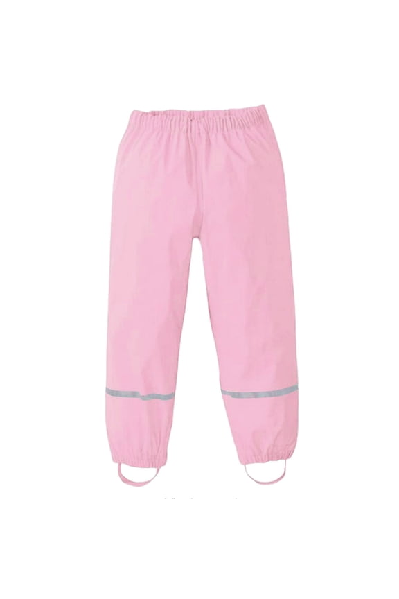 Kids Pants Reflective Stripe Waterproof Jogger Pants Elastic Waist Lightweight Loose Windproof Outdoor Rain Trousers