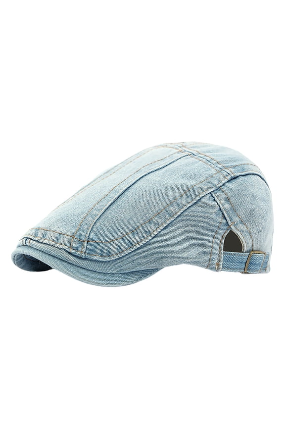 Men Beret Hats Washed Stitch Detail Denim Newsboy Cap Spring Streetwear Daily Outings Cozy Fashionable Cowboy Hat
