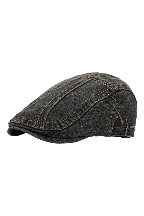 Men Beret Hats Washed Stitch Detail Denim Newsboy Cap Spring Streetwear Daily Outings Cozy Fashionable Cowboy Hat