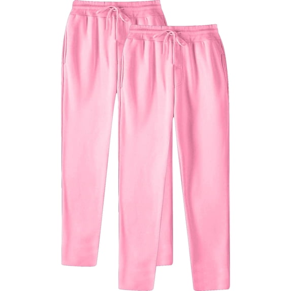 Yuanlong Men Pants Plain Elastic Waist Track Lace Up Straight Sweatpants Weekend Outing Male Trousers With Pocket 2 Pcs
