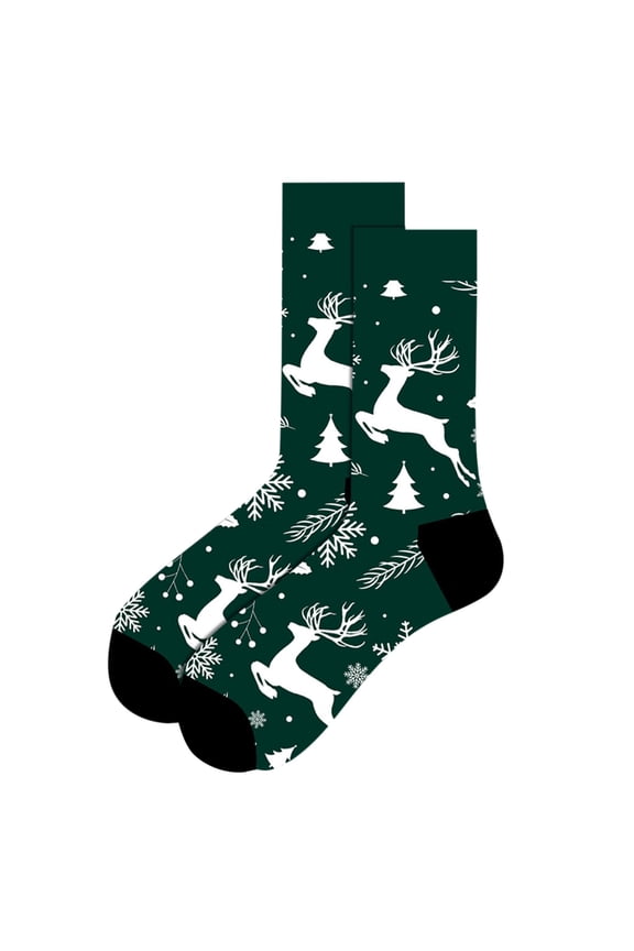 Men Socks Christmas Snowflakes Santa Pattern Thermal Medium Tube Socks Autumn Winter Comfort Crew Socks One Size