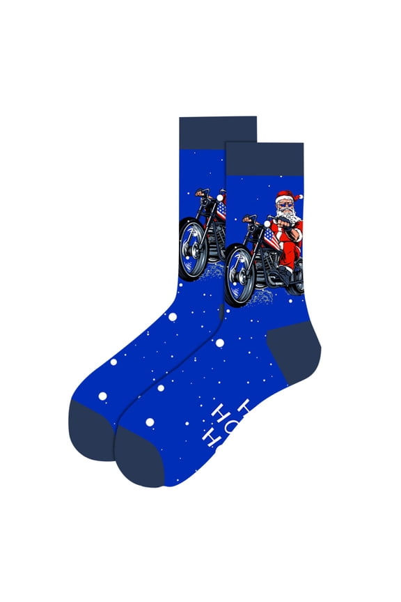 Men Socks Christmas Snowflakes Santa Pattern Thermal Medium Tube Socks Autumn Winter Comfort Crew Socks One Size