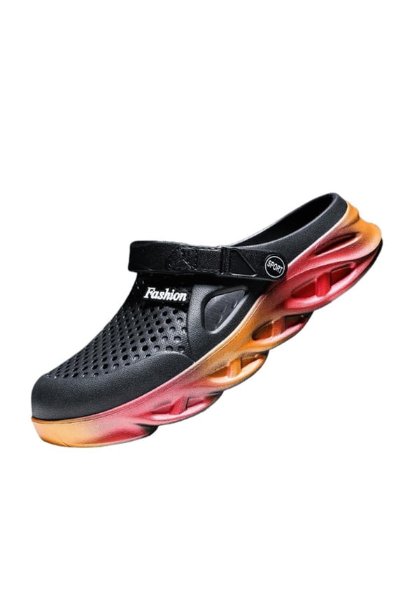 Men's Hollow Slides Slippers With Adjustable Back Strap Color Block Clog Sandals Beach Holiday Rain Shoes