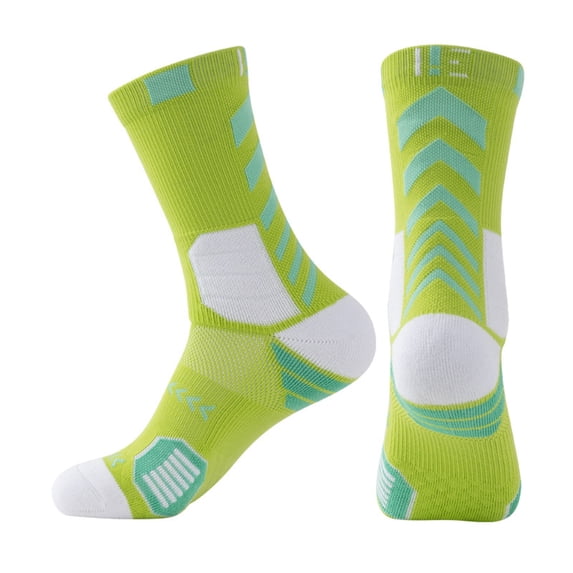 Yuanlong Mens Athletic Crew Socks Color Block Mid Calf Sports Socks Breathable Running Basketball Casual Socks