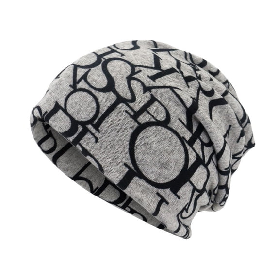 Yuanlong Mens Beanie Hat Letter Print Convertible Head Neck Wrap Winter Skull Cap Stretchy Soft Casual Stylish Outdoor Headwear