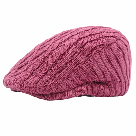 Yuanlong Mens Beret Hat Cable Knit Lined Soft Warm Newsboy Flat Cap Vintage Ivy Cap Fall Winter Casual Outdoor Headwear