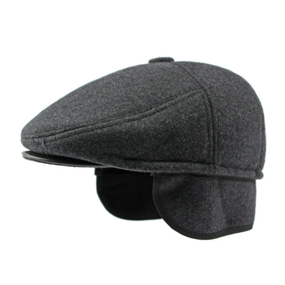 Yuanlong Mens Beret Hat Plain Ear Flaps Warm Tongue Caps Early Spring Summer Daily British Retro Wear Forward Newsboy Cap