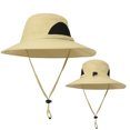 thumbnail image 1 of Yuanlong Mens Bucket Hats Outdoor Mesh Wide Brim Sun Hat Solid Color Breathable Travel Fishing Hats, 1 of 3