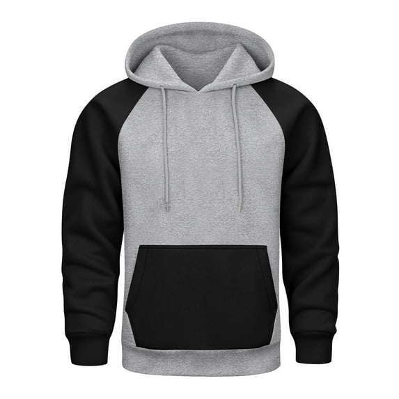 Yuanlong Mens Hoodies Long Sleeve Block Color Drawstring Pullover Sweat Shirts Autumn Winter Sportswear Male Tops With Front Pocket
