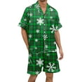 thumbnail image 1 of Yuanlong Mens Pajama Sets Christmas Snowflakes Plaid Short Sleeve Lapel Neck Tops & Shorts 2-Pcs Pjs Home Comfy Sleepwear, 1 of 3