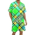 thumbnail image 1 of Yuanlong Mens Pajama Sets Color Plaid Shorts And Short Sleeve Lapel Collar Shirts 2-Piece Sleepwear Home Comfort Nightwear, 1 of 4