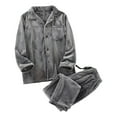 thumbnail image 1 of Yuanlong Mens Pajama Sets Long Sleeve Lapel Collar Shirt And Drawstring Pants Flannel Lounge Set Winter Home Warm Sleepwear, 1 of 4