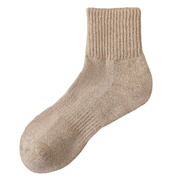 Yuanlong Mens Socks Winter Solid Color Non Cotton Middle Tube Socks Daily Thermal Hosiery Breathable Athletic Socks