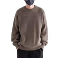 thumbnail image 1 of Yuanlong Mens Sweaters Oversized Cable Knitted Sweater For Round Neck Long Sleeve Pullover Tops Winter Layer Warm Clothes, 1 of 9