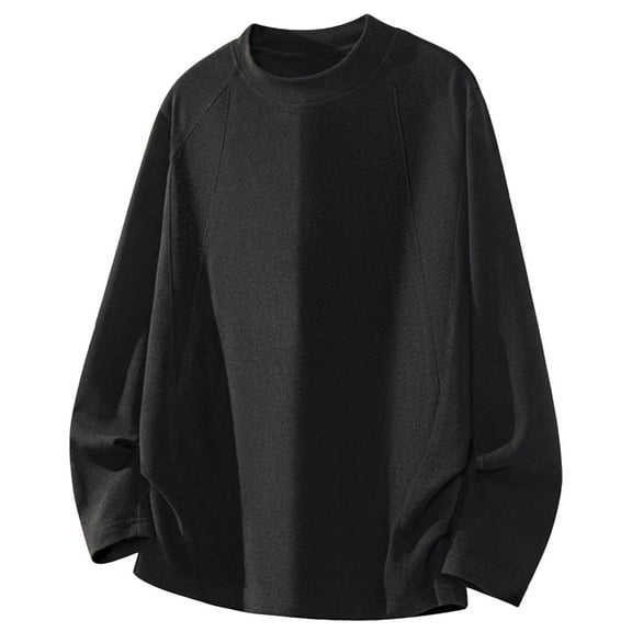 Yuanlong Mens T-Shirts Oversized Long Sleeve Round Neck Solid Tee Shirts Fall Winter Casual Clothes Male Pullover Tops