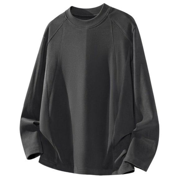 Yuanlong Mens T-Shirts Oversized Long Sleeve Round Neck Solid Tee Shirts Fall Winter Casual Clothes Male Pullover Tops