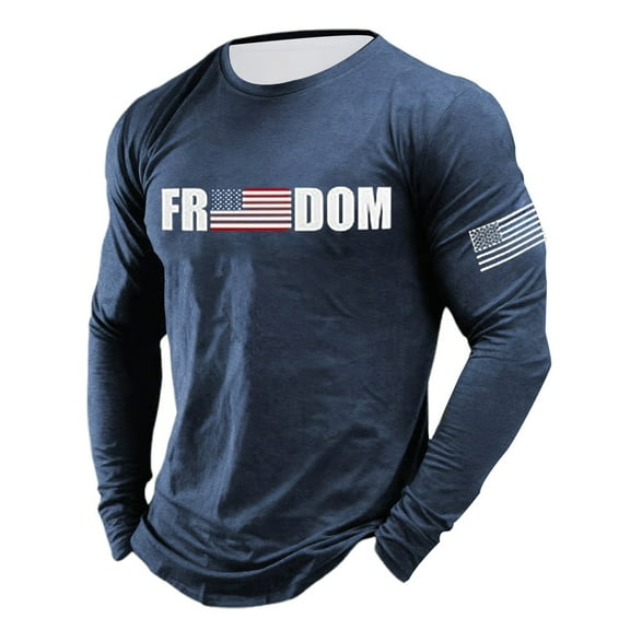 Yuanlong Mens T-Shirts Short Sleeve Letter US Flag Graphic Crewneck Tee Shirts Summer Workout Wear Male Lightweight Tops