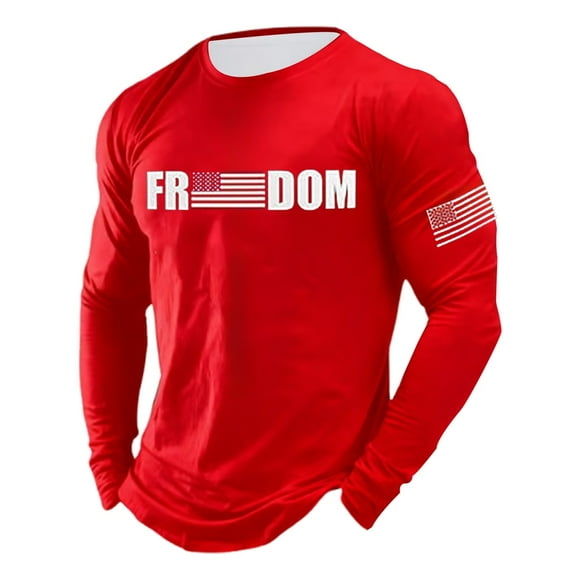 Yuanlong Mens T-Shirts Short Sleeve Letter US Flag Graphic Crewneck Tee Shirts Summer Workout Wear Male Lightweight Tops