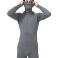 thumbnail image 1 of Yuanlong Mens T-Shirts Solid Long Sleeve High Neck With Face Mask Thick Slim Tops Winter Layyering Wear Warm Base Shirts, 1 of 6