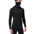 thumbnail image 1 of Yuanlong Mens T-Shirts Solid Long Sleeve High Neck With Face Mask Thick Slim Tops Winter Layyering Wear Warm Base Shirts, 1 of 6