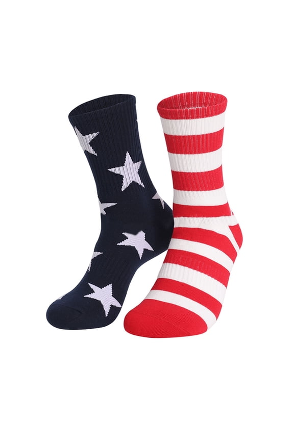 Socks Autumn Winter Unisex Striped Star Pattern Warm Crew Socks Holiday Daily Casual Medium Tube Socks One Size