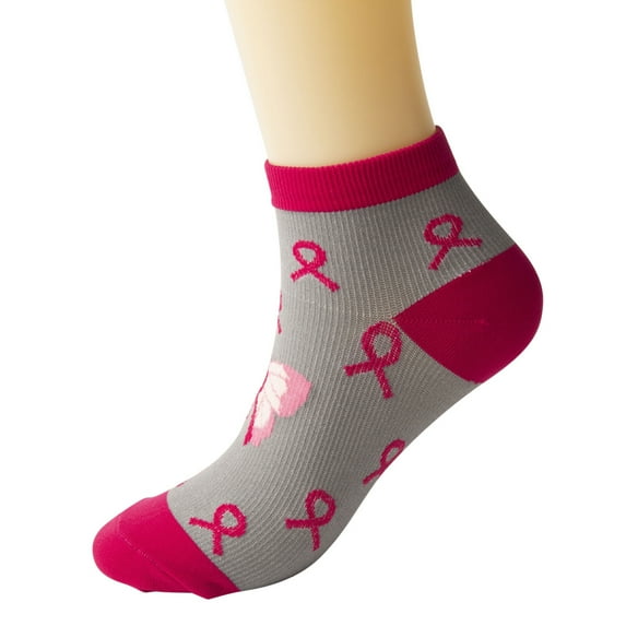 Yuanlong Socks Unisex Cancer Awareness Ribbon Printed Ankle Socks Outdoor Sport Running Short Tube Socks One Size