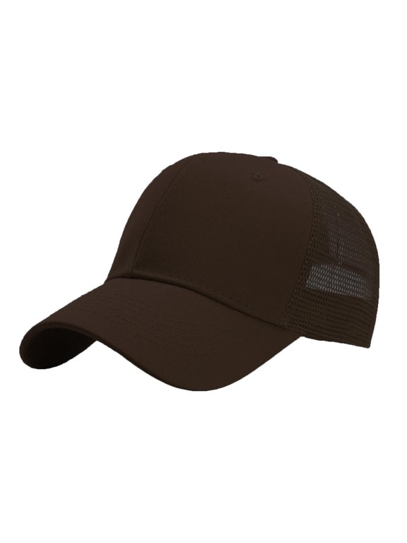Unisex Baseball Cap 6 Panel Solid Color Trucker Hat Curved Brim Structured Adjustable Classic Outdoor Headwear