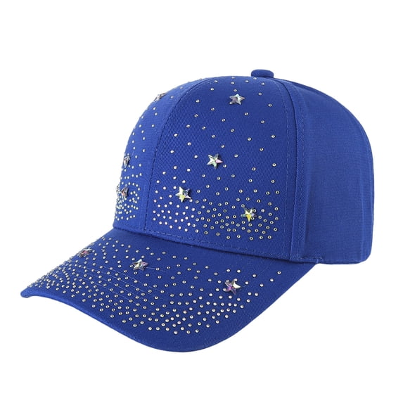 Yuanlong Unisex Baseball Cap Bling Star Rhinestone Sun Hat Breathable Adjustable Stylish Casual Summer Outdoor Headwear