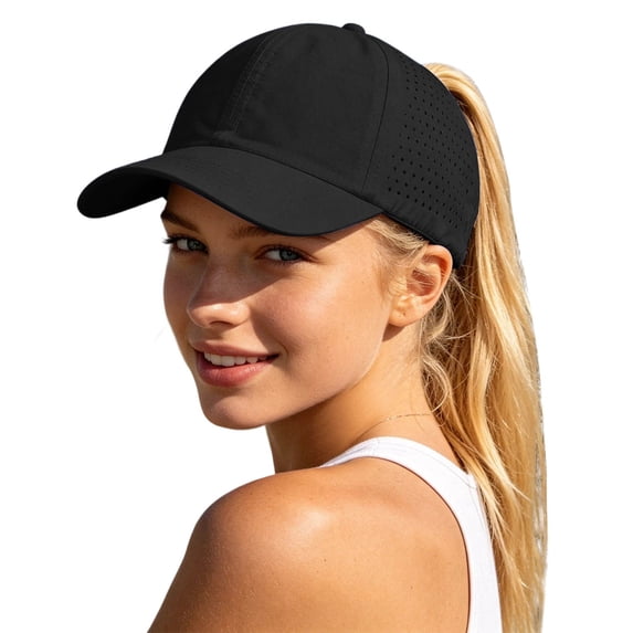 Yuanlong Unisex Baseball Cap Breathable Mesh Ponytail Hat Curved Brim Solid Outdoor Sports Sun Hat