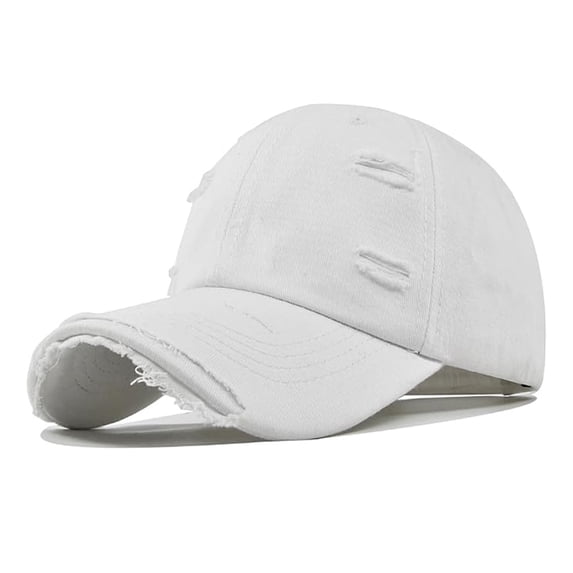 Yuanlong Unisex Baseball Cap Distressed Ripped Cap Classic Solid Color Unstructured Adjustable Dad Hat