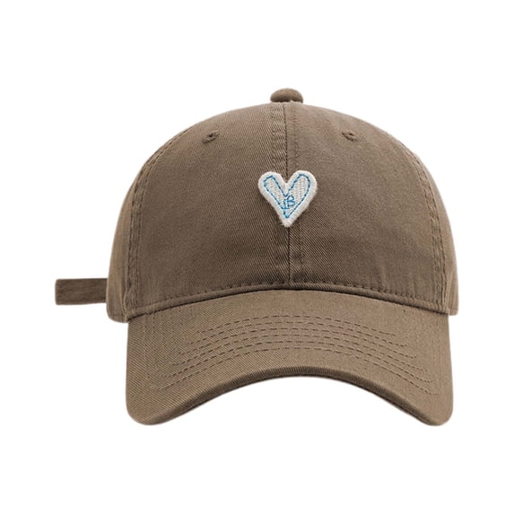 Yuanlong Unisex Baseball Cap Heart Embroidered Cap Soft Top Adjustable Sizes Stylish Minimalist Hiking Headwear