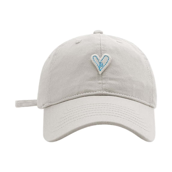 Yuanlong Unisex Baseball Cap Heart Embroidered Cap Soft Top Adjustable Sizes Stylish Minimalist Hiking Headwear