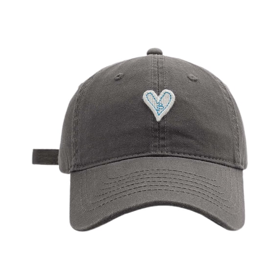 Yuanlong Unisex Baseball Cap Heart Embroidered Cap Soft Top Adjustable Sizes Stylish Minimalist Hiking Headwear