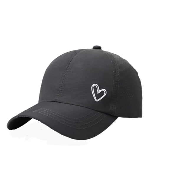 Yuanlong Unisex Baseball Cap Heart Embroidery Breathable Sun Hat Adjustable Stylish Casual Daily Travel Sports Headwear