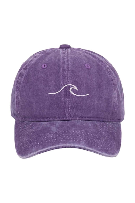 Unisex Baseball Cap Minimal Wave Embroidery Washed Vintage Adjustable Dad Cap Seaside Surf Travel Outdoor Sun Hat