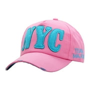 Yuanlong Unisex Baseball Cap NYC Letter Print Round Top Curved Brim Cap Adjustable Stylish Sports Dad Hat